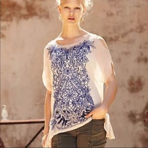 Anthropologie Baraschi Embroidered lace blouse
